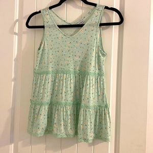 NWT Love, Fire Mint Green Floral Print Tank Sz Medium